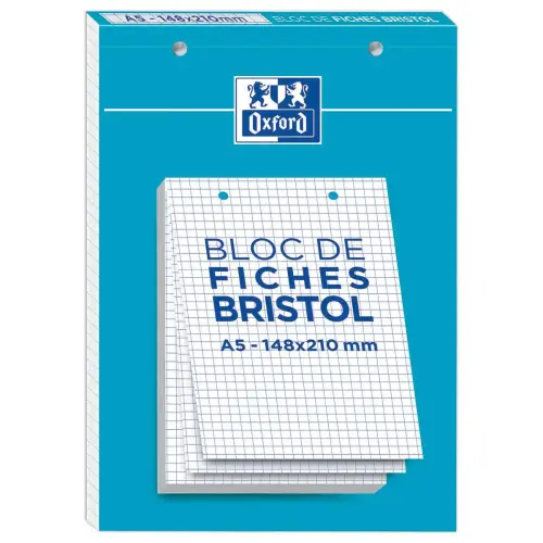 Fiches Bristol - A5 - Petits carreaux 5x5 - OXFORD 