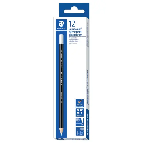 12 Crayons marqueurs permanents Glasochrom - Blanc - STAEDTLER 