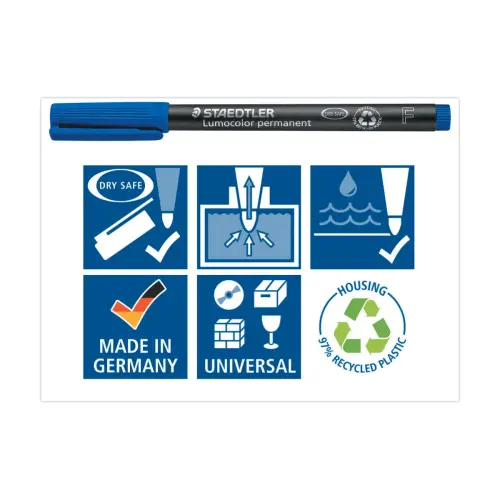 Feutre permanent universel Lumocolor - 0.6 mm - Bleu - STAEDTLER 