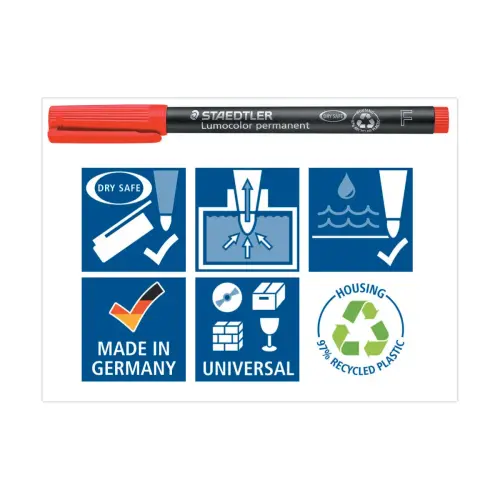 Feutre permanent universel Lumocolor - 0.6 mm - Rouge - STAEDTLER 