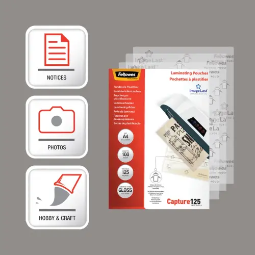 100 Pochettes de plastification ImageLast brillantes - A4 - 125µ - Fellowes