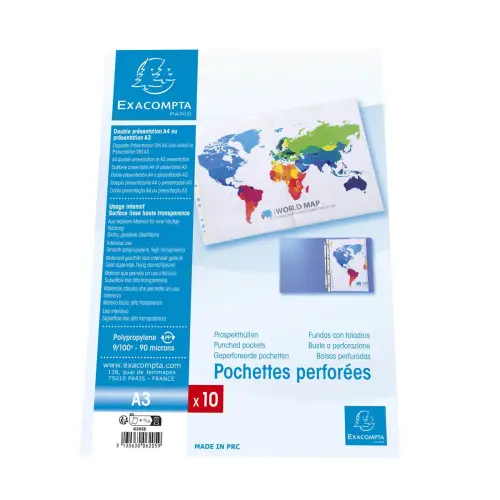10 Pochettes perforées - A3 - EXACOMPTA