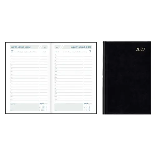 Agenda journalier carré Folio FA211 1jour/page 14X21 cm Noir - Janvier à décembre - AURORA