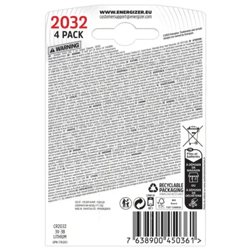 4 Piles lithium CR2032 (3V) Ultimate -  ENERGIZER 