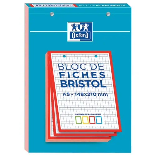 Bloc 30 feuilles de fiches bristol rouge A5 5x5 