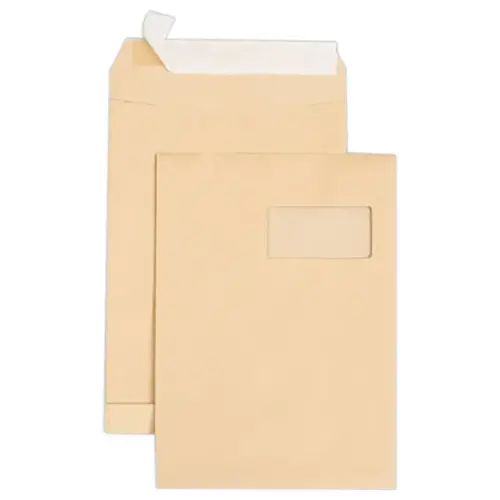 250 Pochettes kraft siliconées avec fenêtre - 229 x 324 mm - IPC Bong
