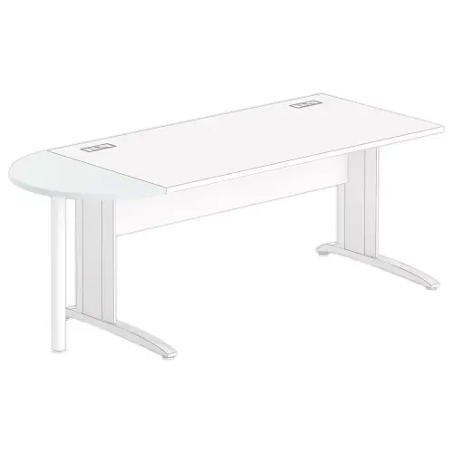 1/2 lune bureau rectangulaire gris/blanc 
