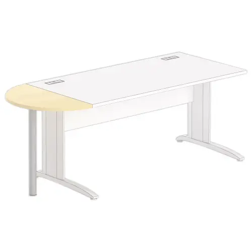 1/2 lune bureau rectangulaire h&ecirc;tre/alu 