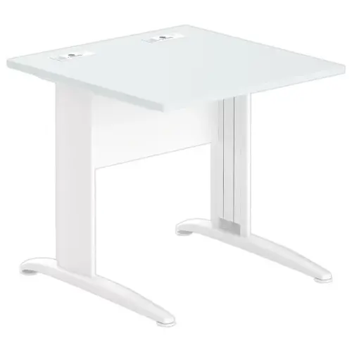 Table 80 x 80 gris - pieds blanc