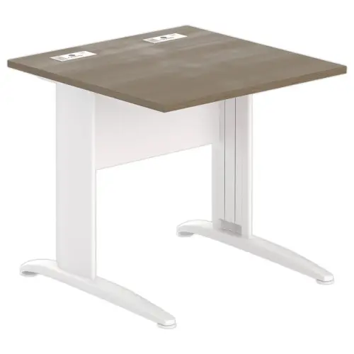 Table 80 x 80 noyer - pieds blanc 