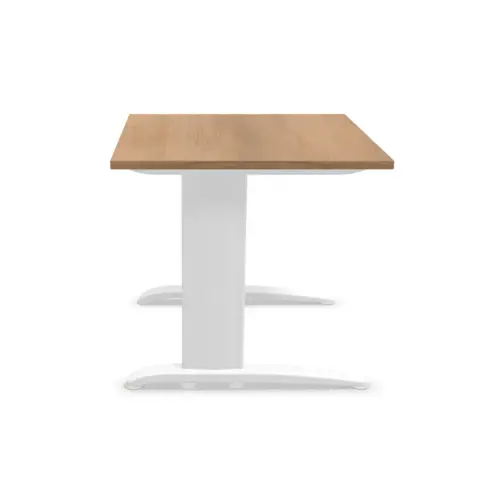 Table 80 x 80 noyer - pieds blanc 