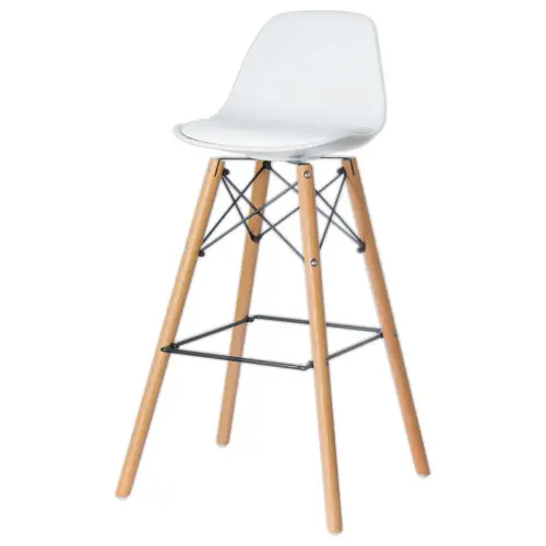 2 Tabourets STEELWOOD pied hêtre assise blanche montés