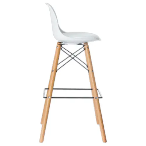 2 Tabourets STEELWOOD pied hêtre assise blanche montés