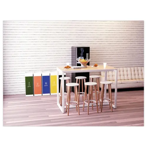 Table haute Easydesk - 150 x 75 cm - Pied blanc et plateau hêtre - PAPERFLOW