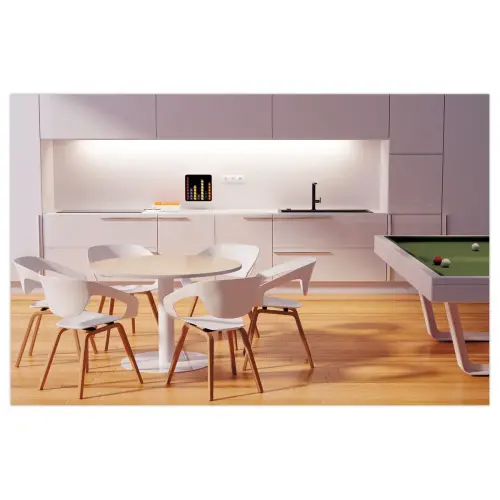 Table EASYDESK ronde &Oslash;115cm pied blancplateau h&ecirc;tre 