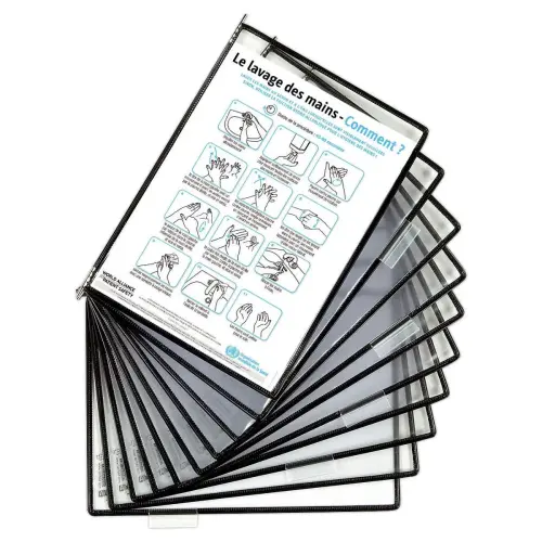 10 poches &agrave; pivot antimicrobiennes Acier noir 