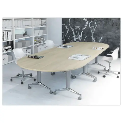 Table rabattable avec roulettes - 150x70 - Hêtre/alu