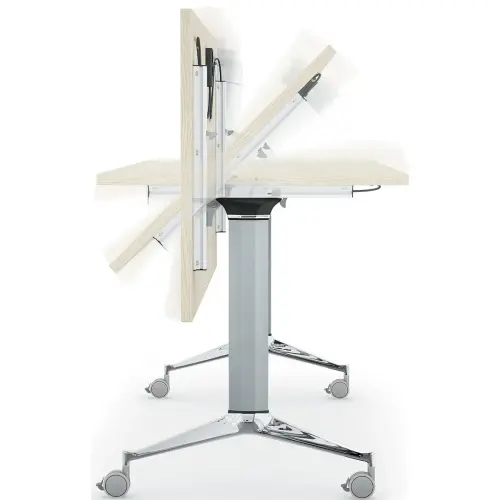 Table rabattable avec roulettes - 190 x 70 cm - H&ecirc;tre et alu - Angle &agrave; gauche 