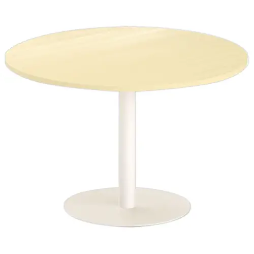 Table ronde diam 116 cm plateau hêtre pied blanc pied tulipe