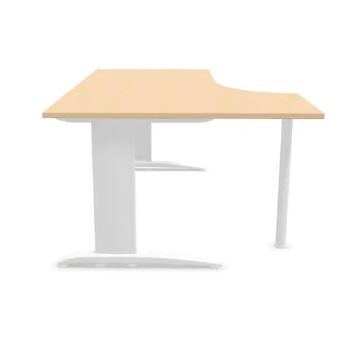 Bureau BUENOS AIRES compact retour &agrave; gauche h&ecirc;tre/blanc, L180 