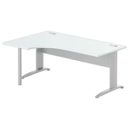 Bureau BUENOS AIRES compact retour &agrave; gauche gris/alu, L180 