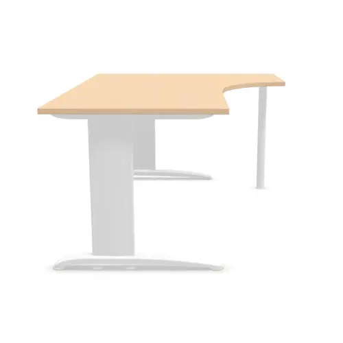 Bureau BUENOS AIRES compact retour à droite hêtre/blanc, L180