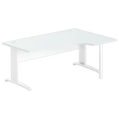 Bureau BUENOS AIRES compact retour à droite gris/blanc, L180