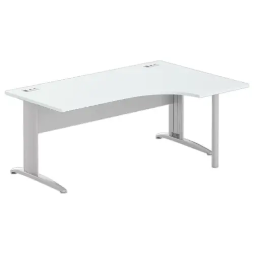 Bureau BUENOS AIRES compact retour à droite gris/alu, L180