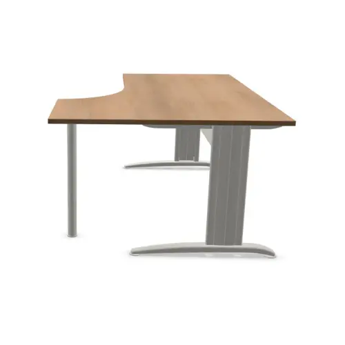Bureau BUENOS AIRES compact retour &agrave; droite noyer/alu, L180 