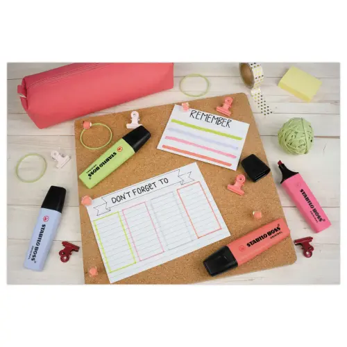 4 Surligneurs BOSS ORIGINAL Pastel - Pointe biseautée - Menthe / Lilas / Rose / Turquoise - STABILO