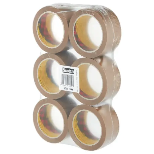 6 Rubans d'emballage 371 - Havane - 50 mm x 66 m - 3M SCOTCH