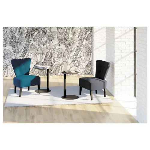 Fauteuil Brighton pieds noirs revêtement bleu