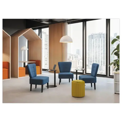 Fauteuil Brighton pieds noirs revêtement bleu