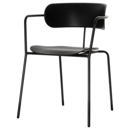 2 Chaises bistro pieds noirs assise noire mont&eacute;es 