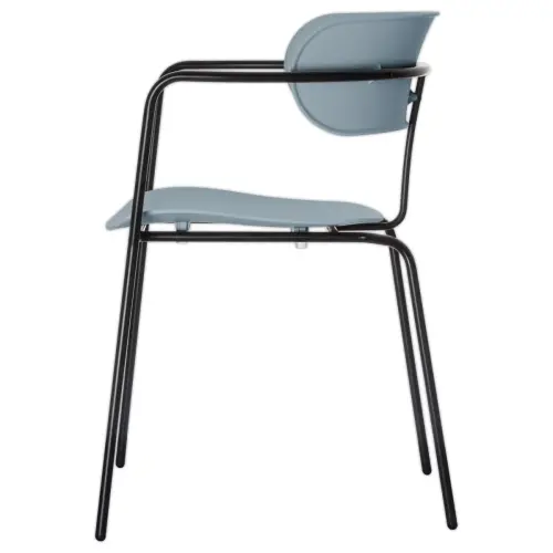 2 Chaises bistro pieds noirs assise bleue montées