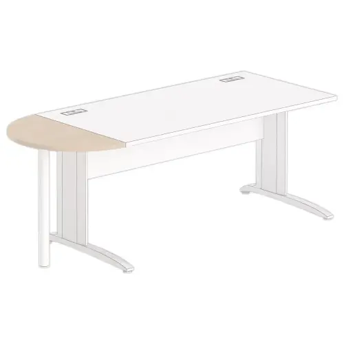 1/2 lune bureau rectangulaire acacia clair/blanc
