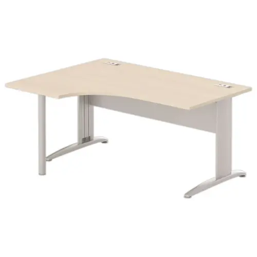 Bureau BUENOS AIRES compact retour &agrave; gauche acacia clair/alu 