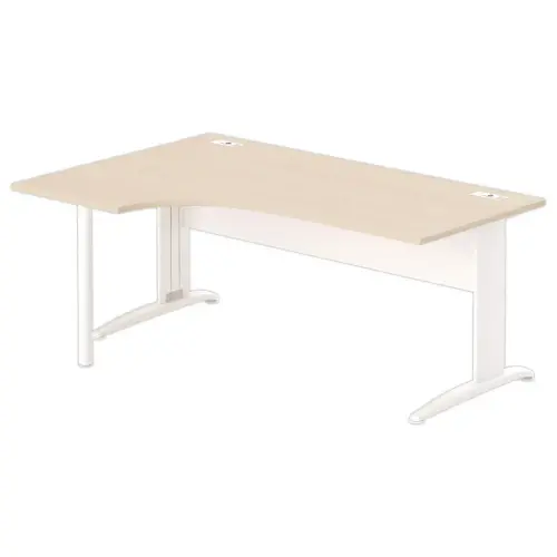Bureau BUENOS AIRES compact retour &agrave; gauche acacia clair/blanc, L180 
