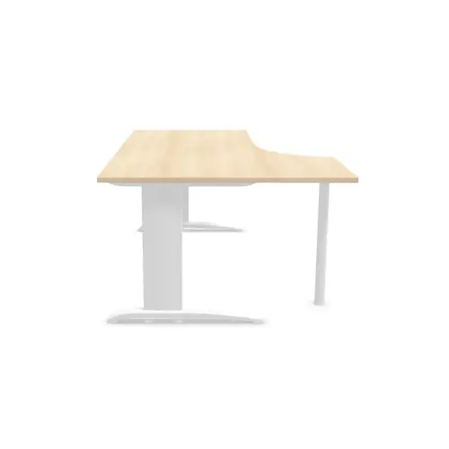 Bureau BUENOS AIRES compact retour &agrave; gauche acacia clair/blanc, L180 