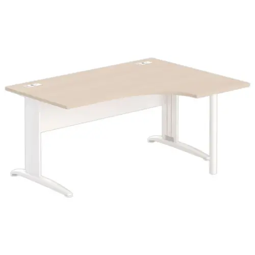 Bureau BUENOS AIRES compact retour &agrave; droite acacia/blanc, L160 