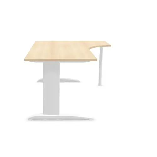 Bureau BUENOS AIRES compact retour &agrave; droite acacia/blanc, L180 