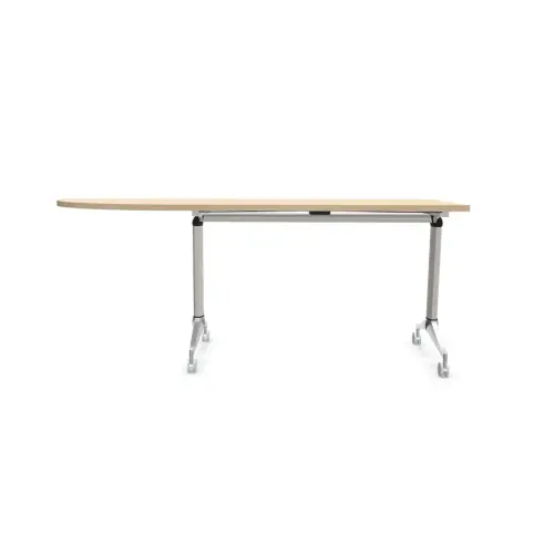 Table rabattable &agrave; roulettes - Angle gauche - Acacia clair et alu - 190x70 cm 