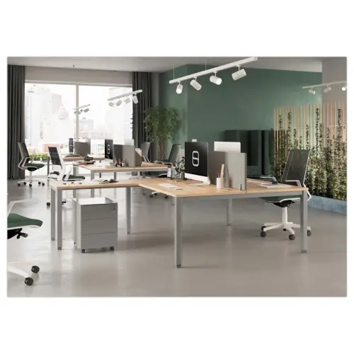 Bureau vis à vis 4 pieds 140 X 160 X 74 blanc/blanc