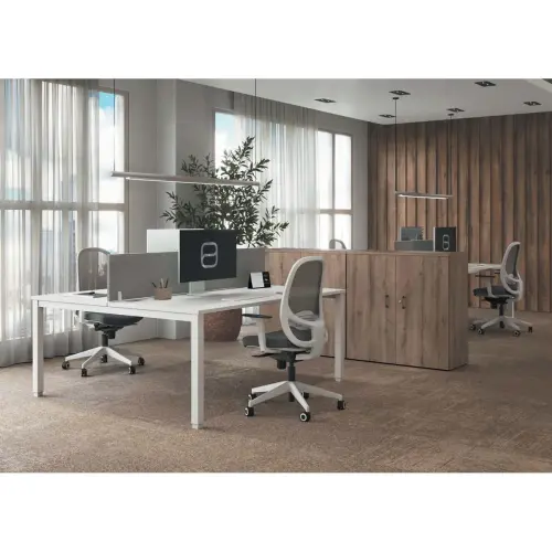 Bureau vis à vis 4 pieds 140 X 160 X 74 hêtre/alu