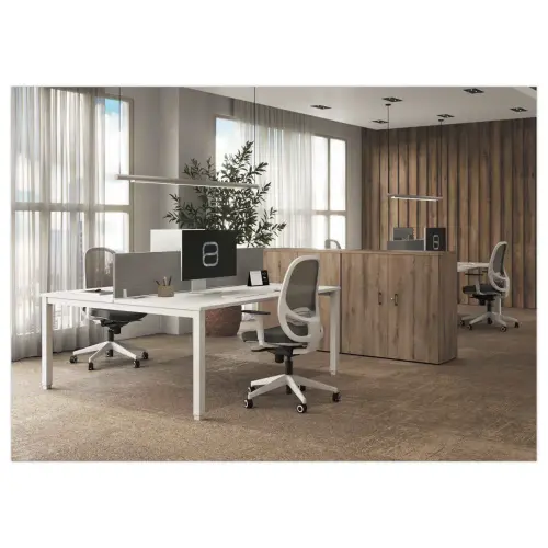 Bureau vis à vis 4 pieds 160 X 160 X 74 blanc/blanc