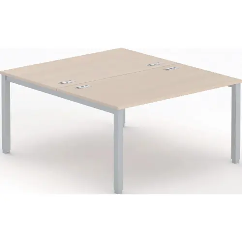 Bureau vis &agrave; vis 4 pieds 140 X 160 X 74 acacia/alu 
