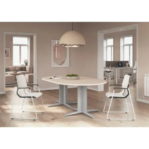 Table r&eacute;union ovale 200x120 acacia/blanc 