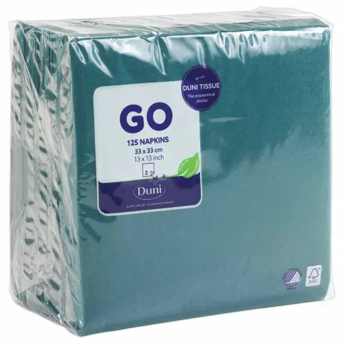 125 serviettes double épaisseur - 33x33cm - Bleu - DUNI