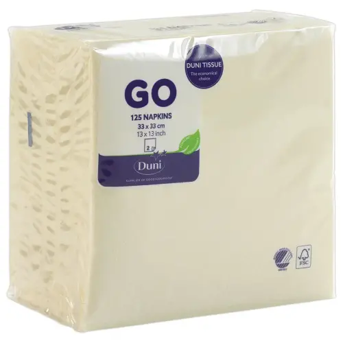125 Serviettes double épaisseur - 33x33cm - Blanc cassé - DUNI