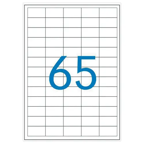 100 Planches d'étiquettes laser 100%recyclées 38,1 x21,2 mm 6500 étiq